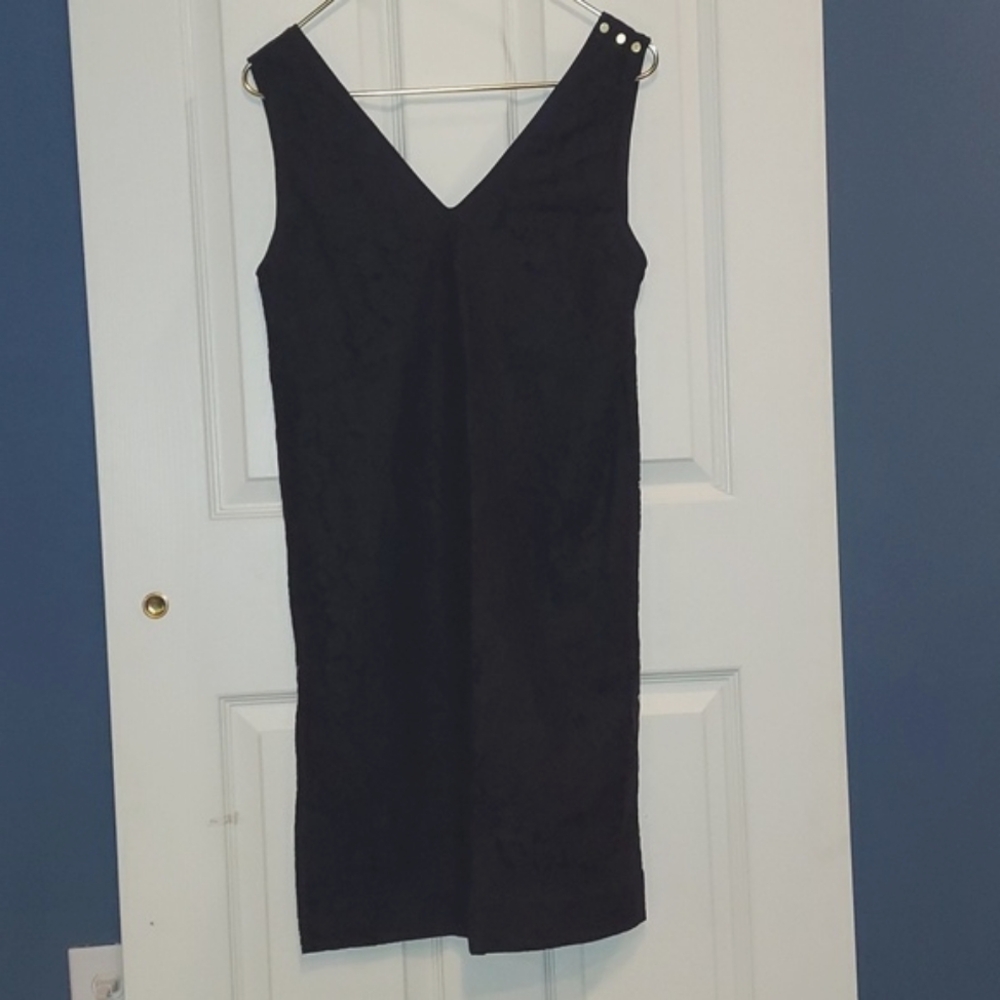 STEVEN‎ ALAN Black V-Neck Dress Sleeveless Shift Dress Size 0 Lace Overlay